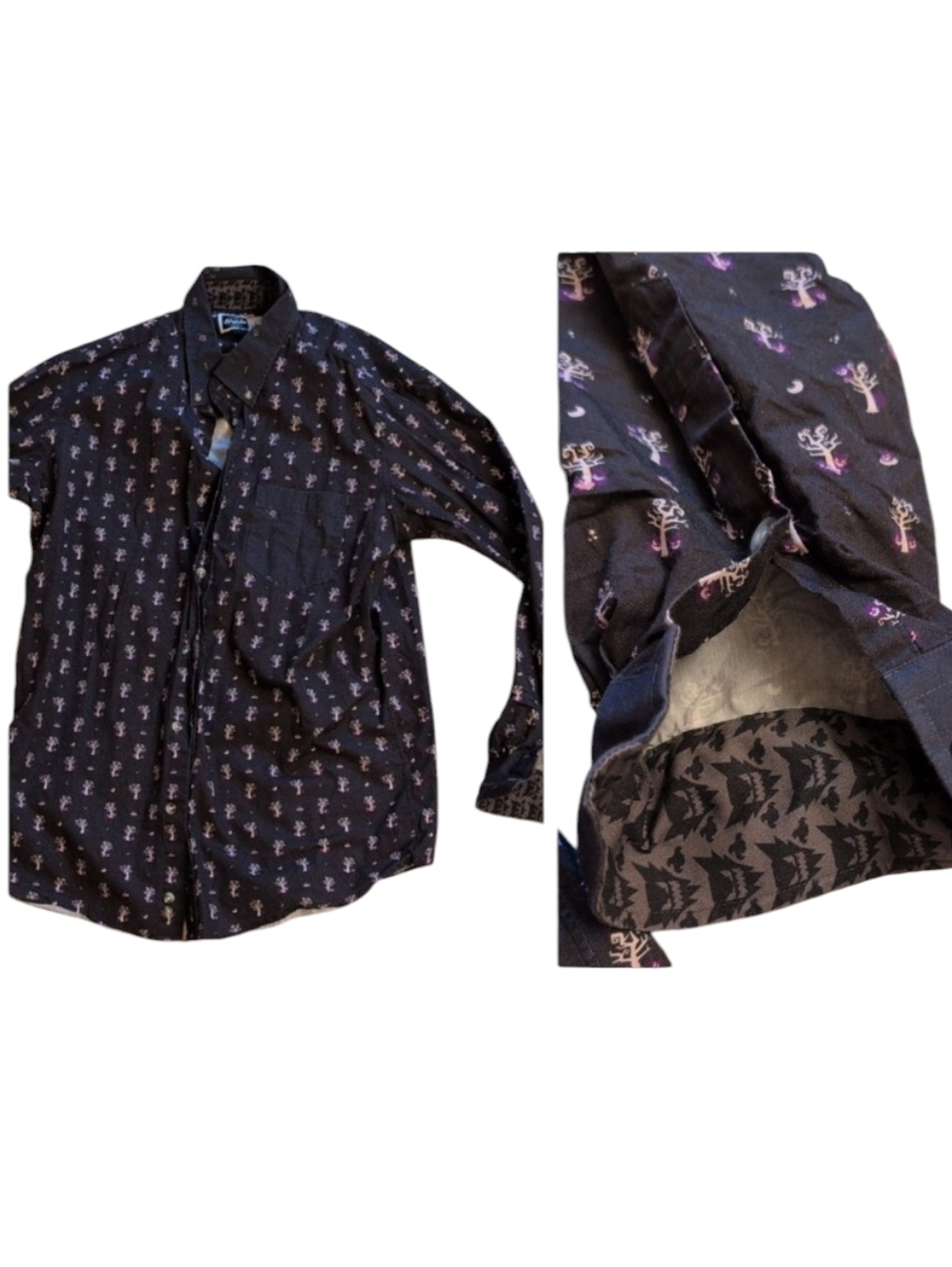 Pokemon Shirts Original Stitch Rare Ghastly Purple Buttondown Long Sleeve S